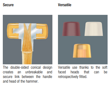 WERA 102 Soft-faced hammer with urethane head sections, # 6 x 51 mm - Mighty Velo