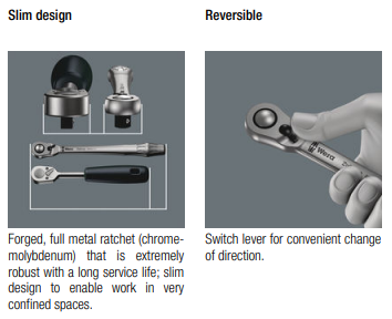 WERA 8100 SC 8 Zyklop Metal Ratchet Set with switch lever, 1/2" drive, metric, 28 pieces - Mighty Velo