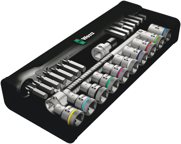 WERA 8100 SC 8 Zyklop Metal Ratchet Set with switch lever, 1/2" drive, metric, 28 pieces - Mighty Velo