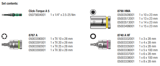 WERA Bicycle Set Torque 1, 2.5-25 Nm, 16 pieces - Mighty Velo