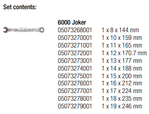 WERA 6000 Joker 11 Set 1, Set of ratcheting combination wrenches, 11 pieces - Mighty Velo