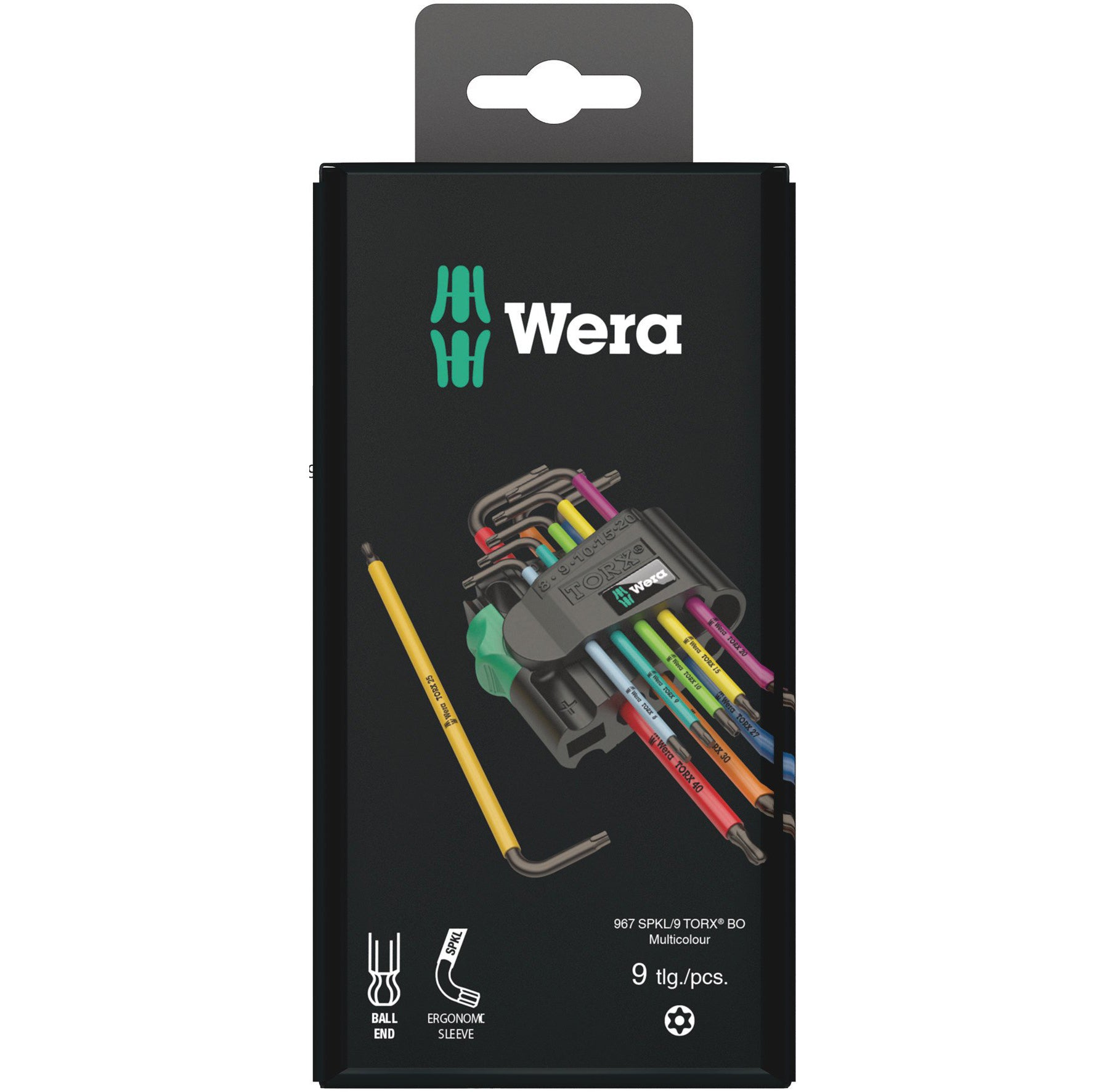 WERA 967/9 TX BO Multicolour 1 SB L-key set for tamper-proof TORX® screws, BlackLaser, 9 pieces - Mighty Velo