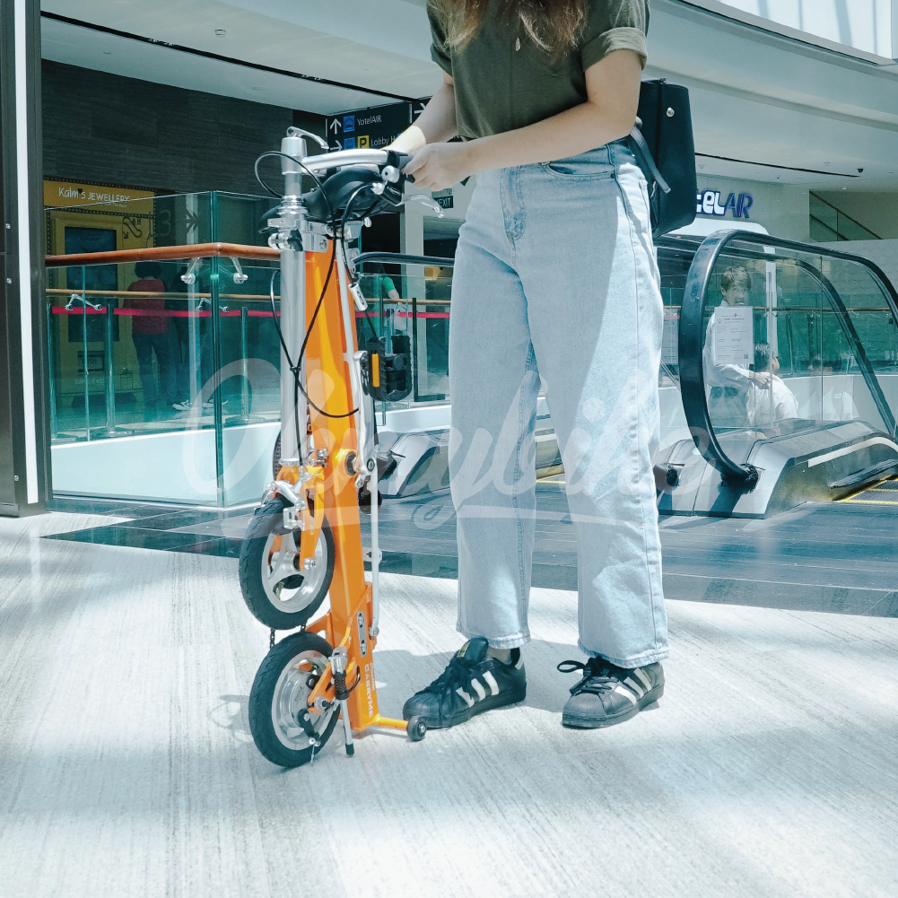 CarryMe Compact Foldable Bike in Amber Orange - Mighty Velo