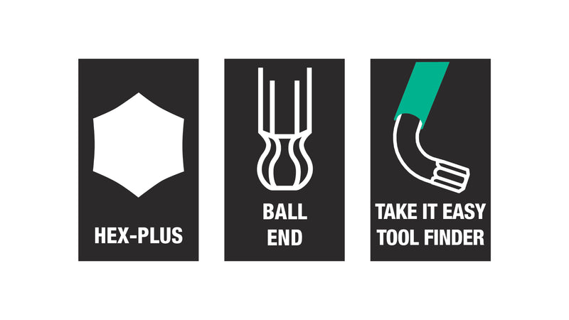 WERA 950/9 Hex-Plus Multicolour 1 SB Multicolour L-key set, metric, BlackLaser, 9 pieces - Mighty Velo